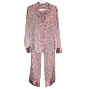 Victoria Secret Satin Long Leopard Print  PJ Set Size Large